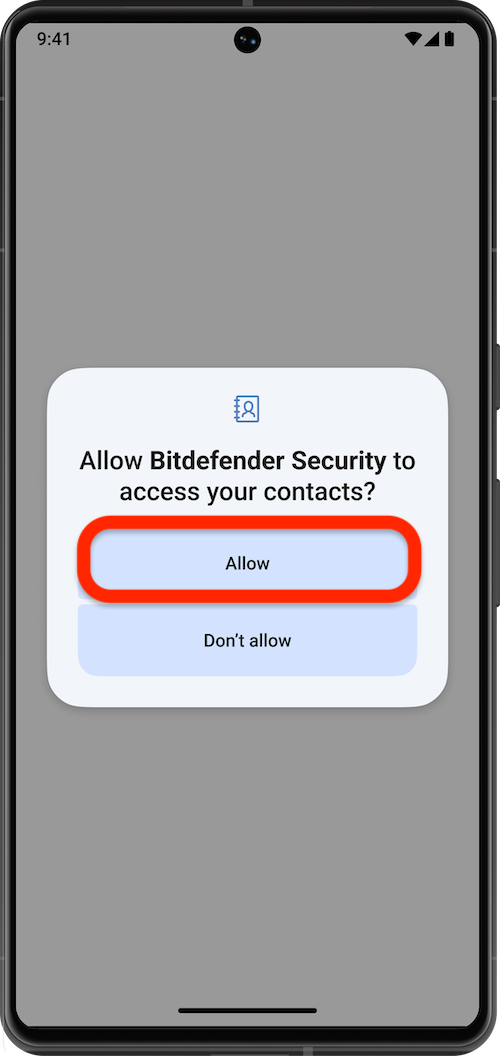 Allow Bitdefender Security to access your contacts