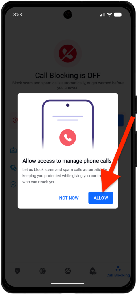 Allow Bitdefender Call Blocking to manage phone calls