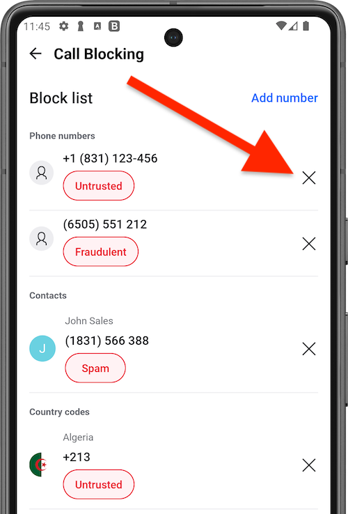 Unblock phone number