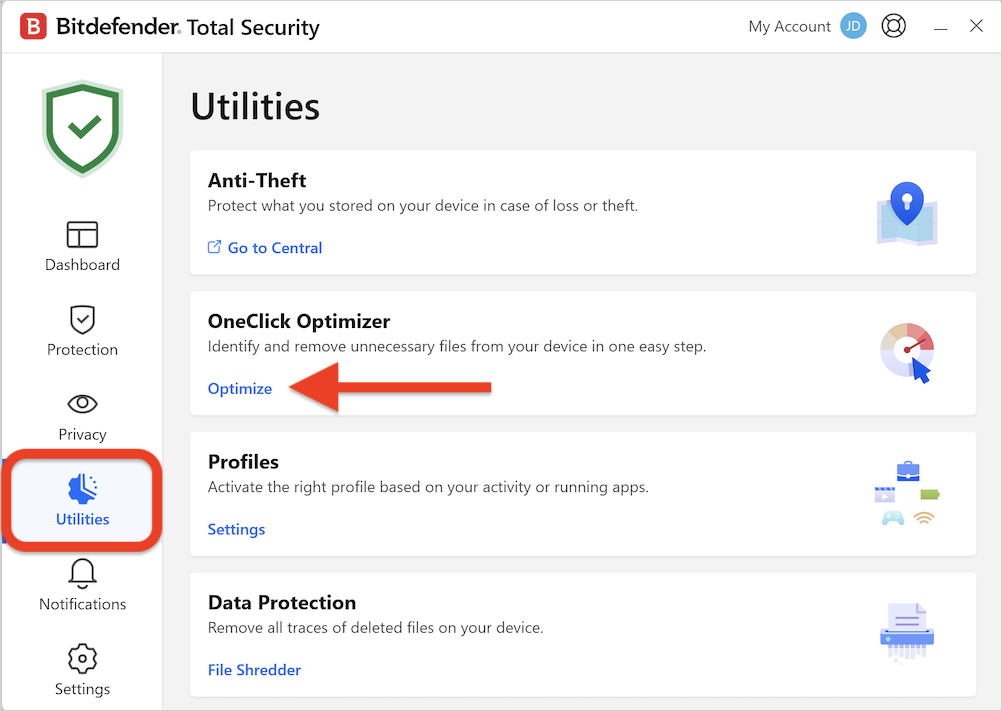Utilities > OneClick Optimizer
