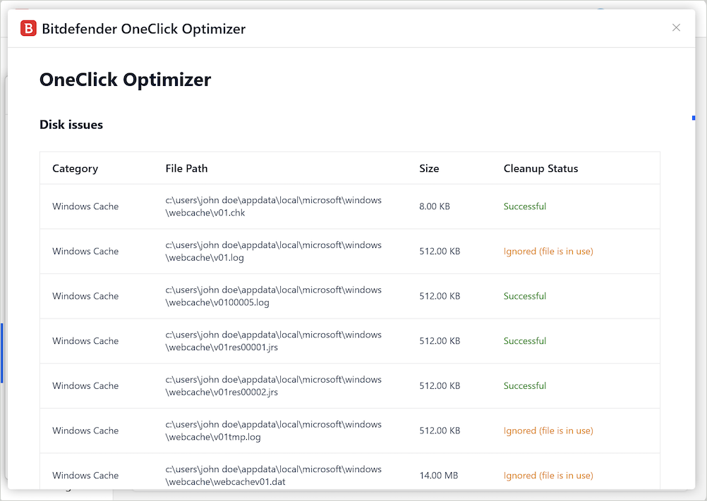 OneClick Optimizer report