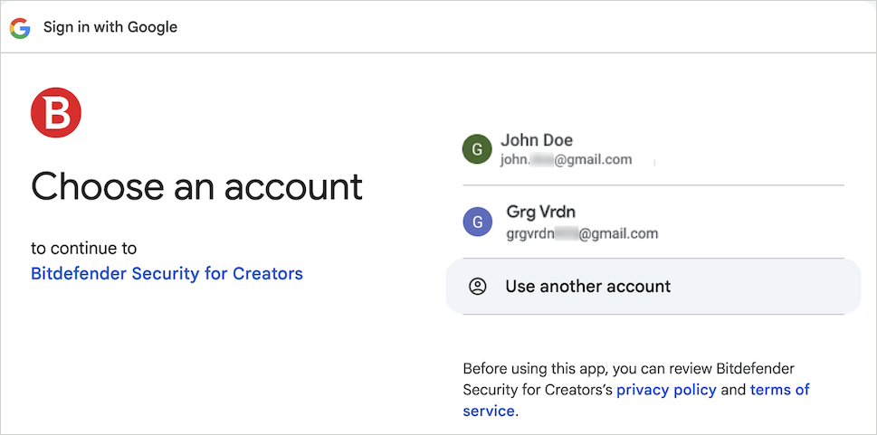 Choose YouTube account