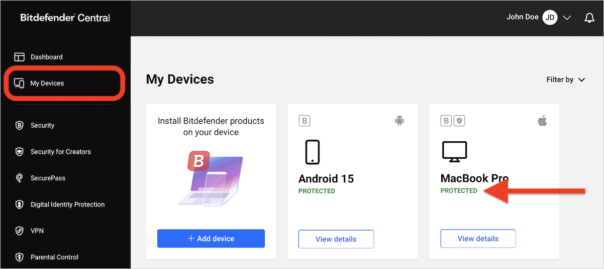 Previously marked device at risk now reads device protected