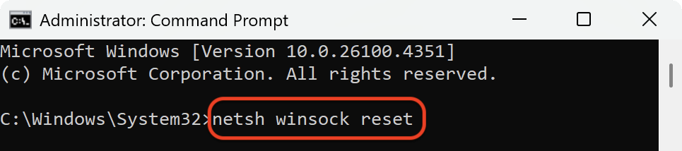 Command Prompt with netsh winsock reset command. How to flush DNS cache on Windows