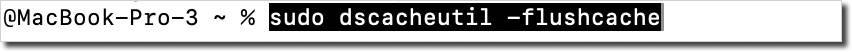 sudo dscacheutil -flushcache