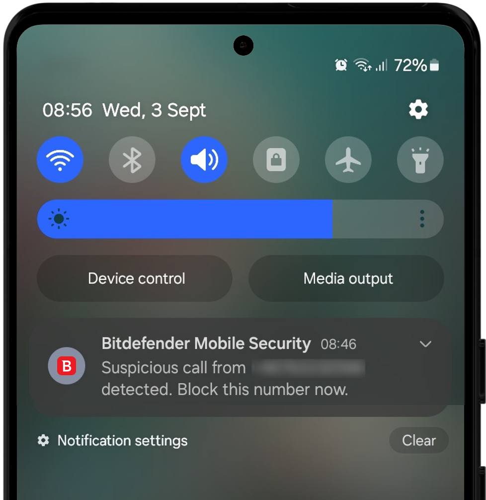Bitdefender suspicious call notification