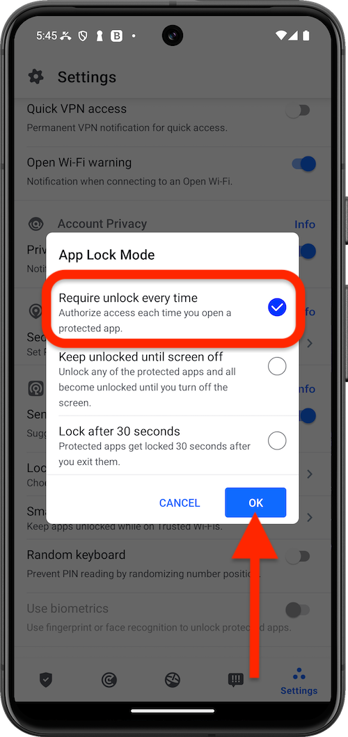 Require unlock every time - App Lock not working