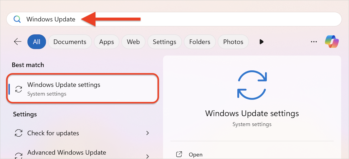 Windows Update settings