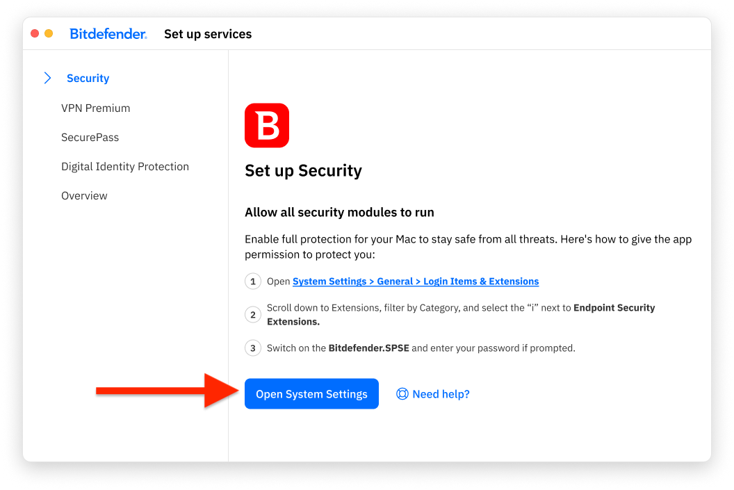 Open System Settings