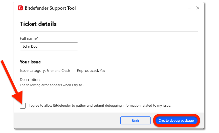 Create debug package