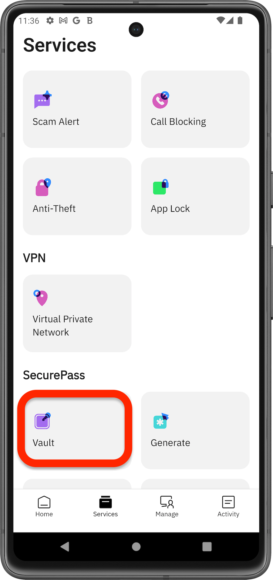 SecurePass vault