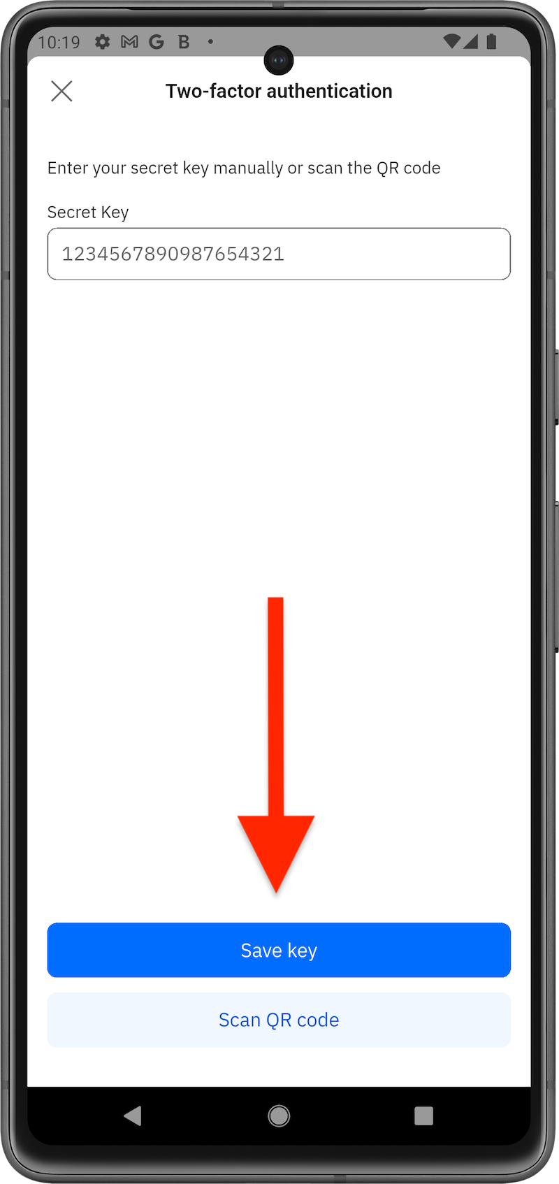 SecurePass web Save key
