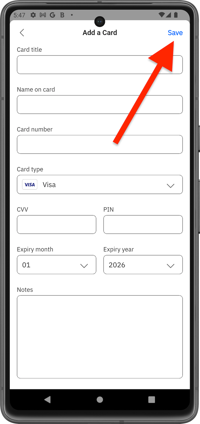 Save card to custom folder