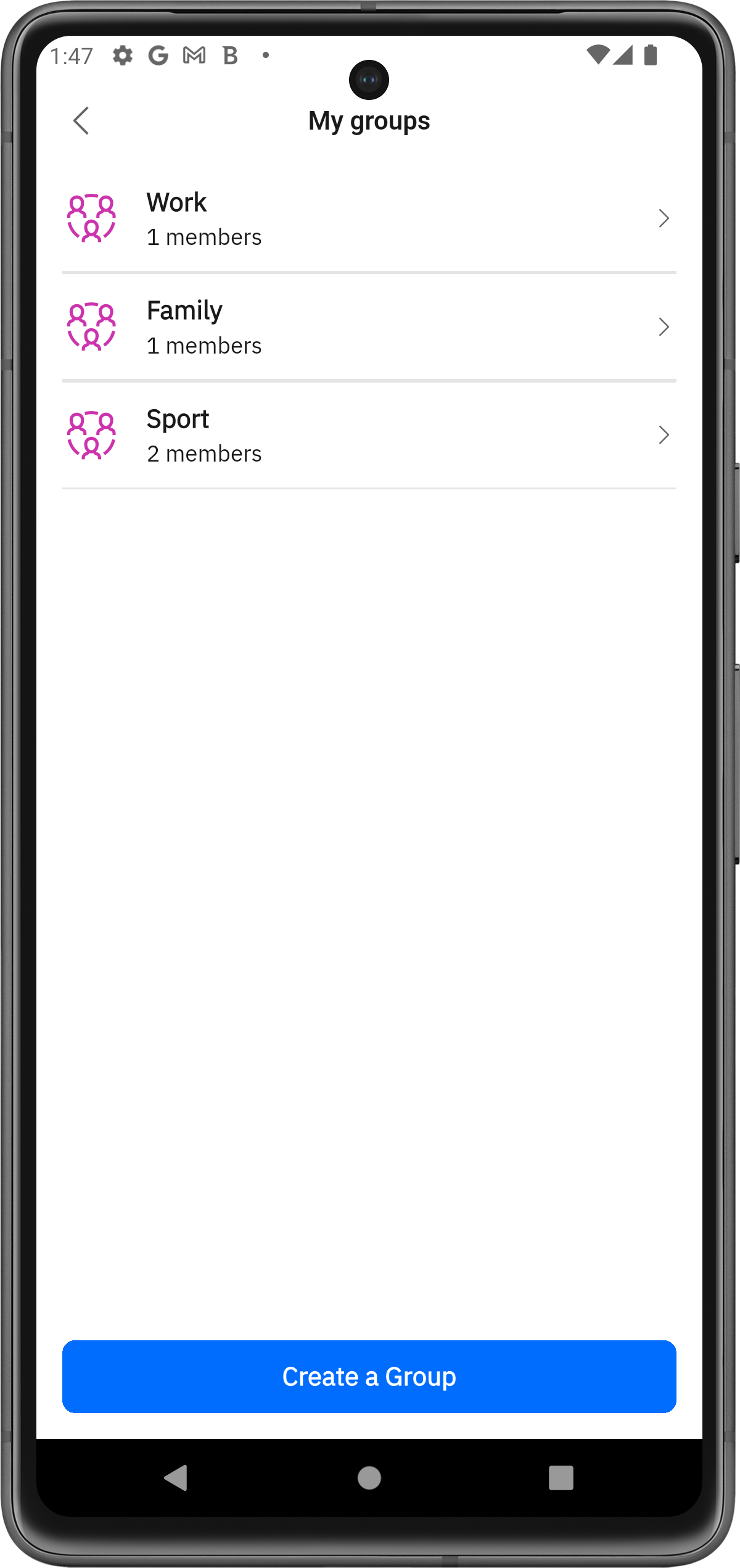 My groups | Create a group