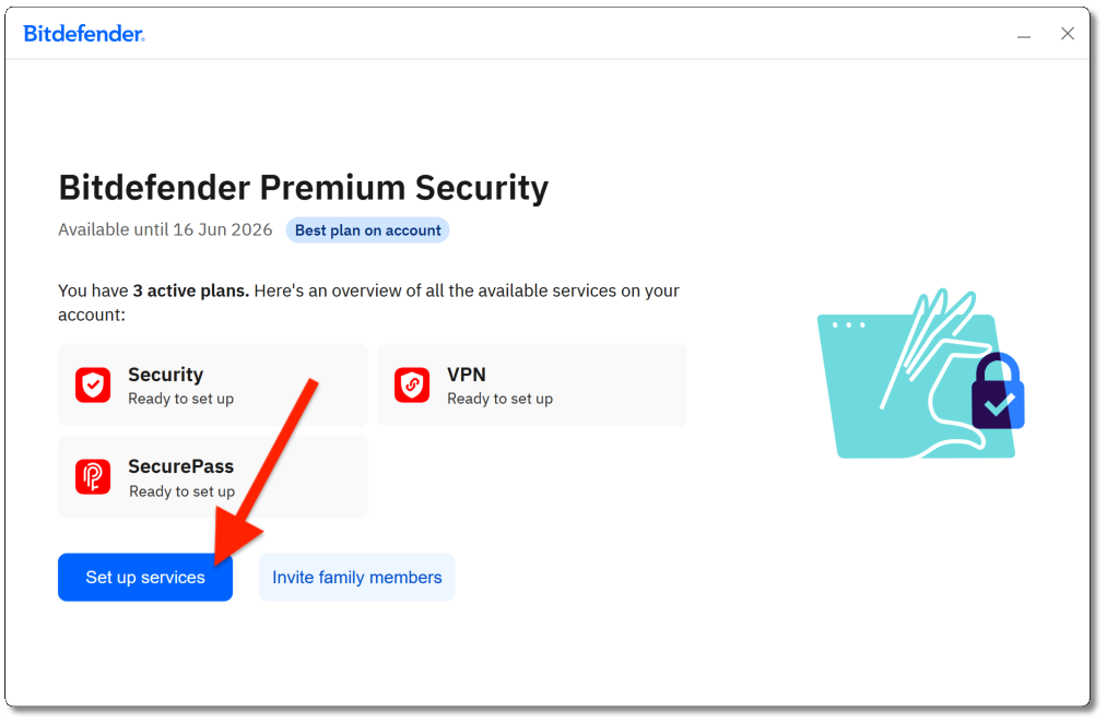 Bitdefender App for Windows Set up services