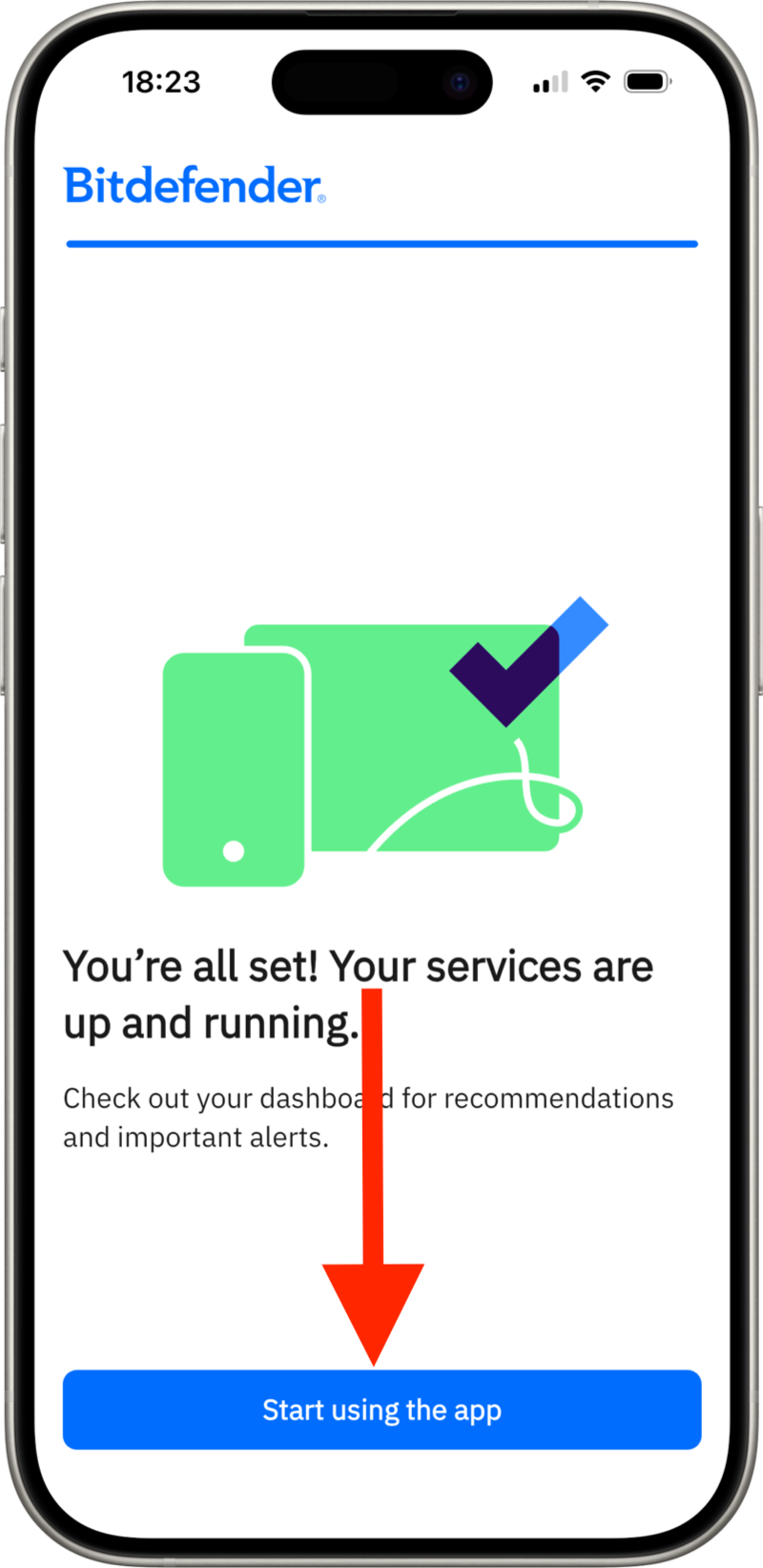 Setup complete. Start using Bitdefender Hub for iOS