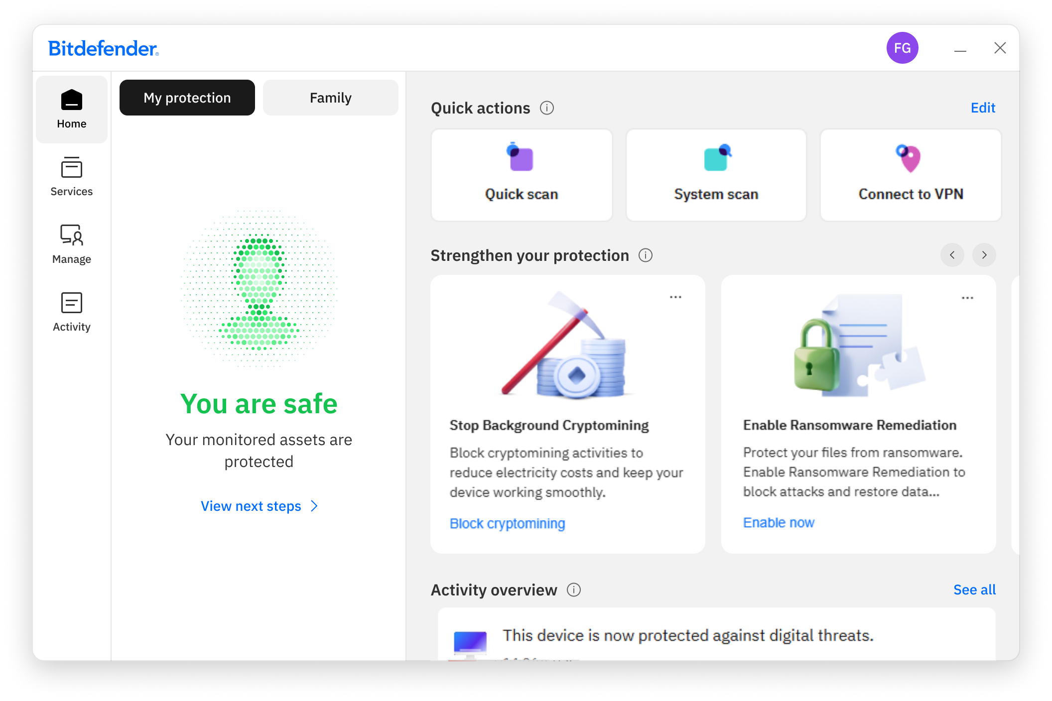 Bitdefender App interface
