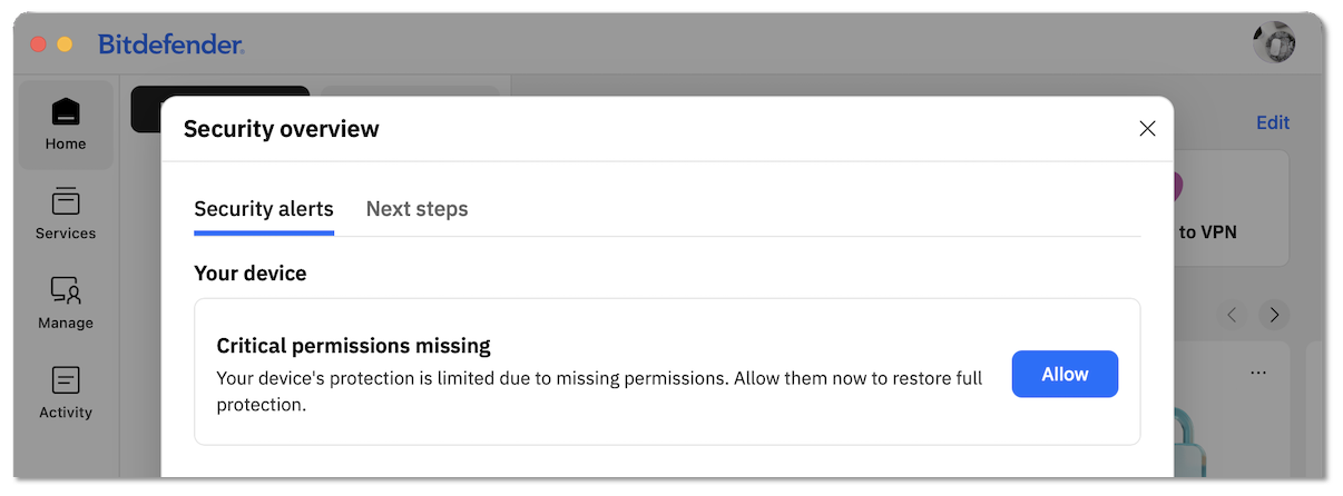 Critical permissions missing