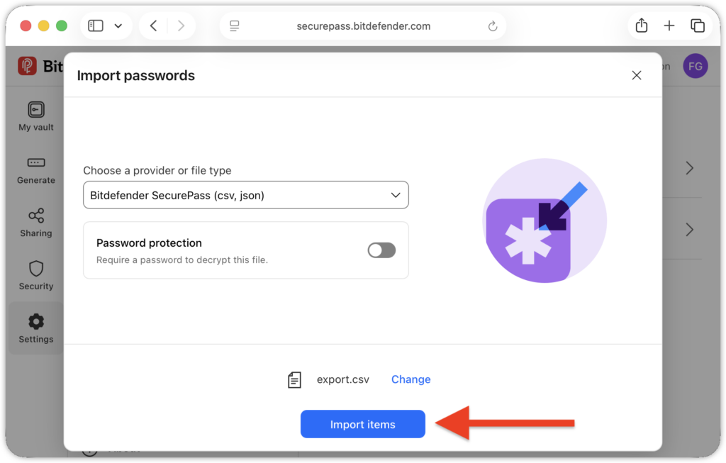 How to import passwords into SecurePass