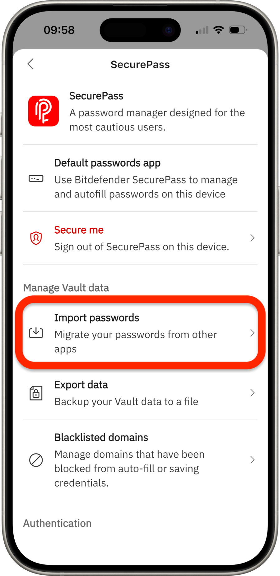 Import passwords in Bitdefender Hub