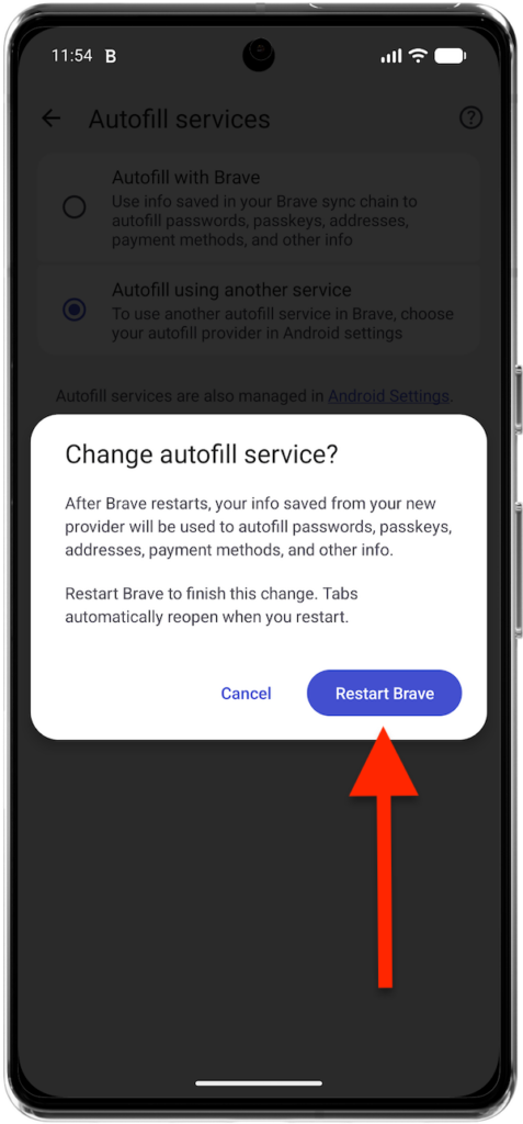 Restart Brave browser