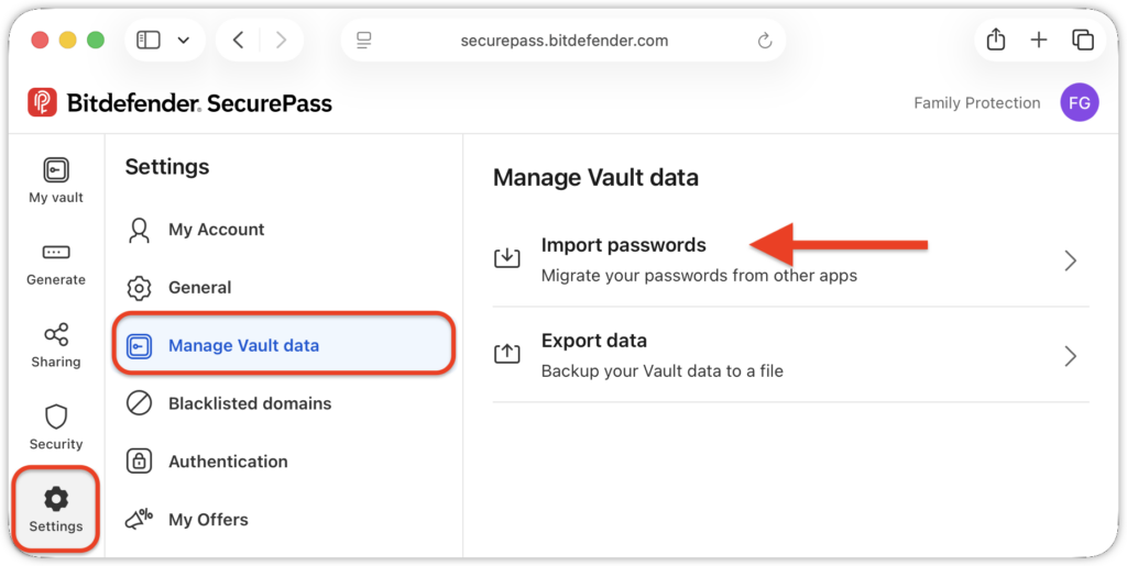import passwords into SecurePass