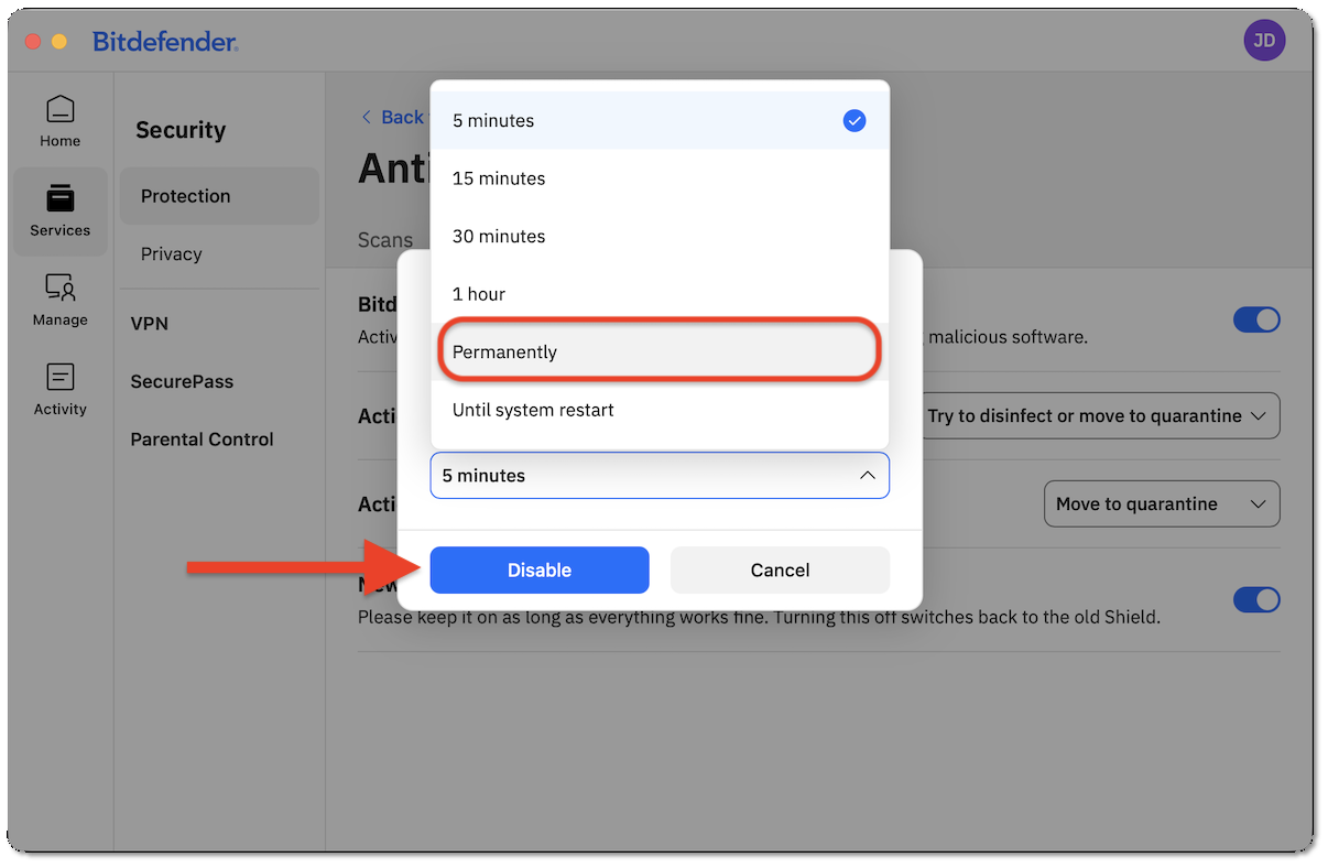 How to disable Bitdefender Antivirus on macOS