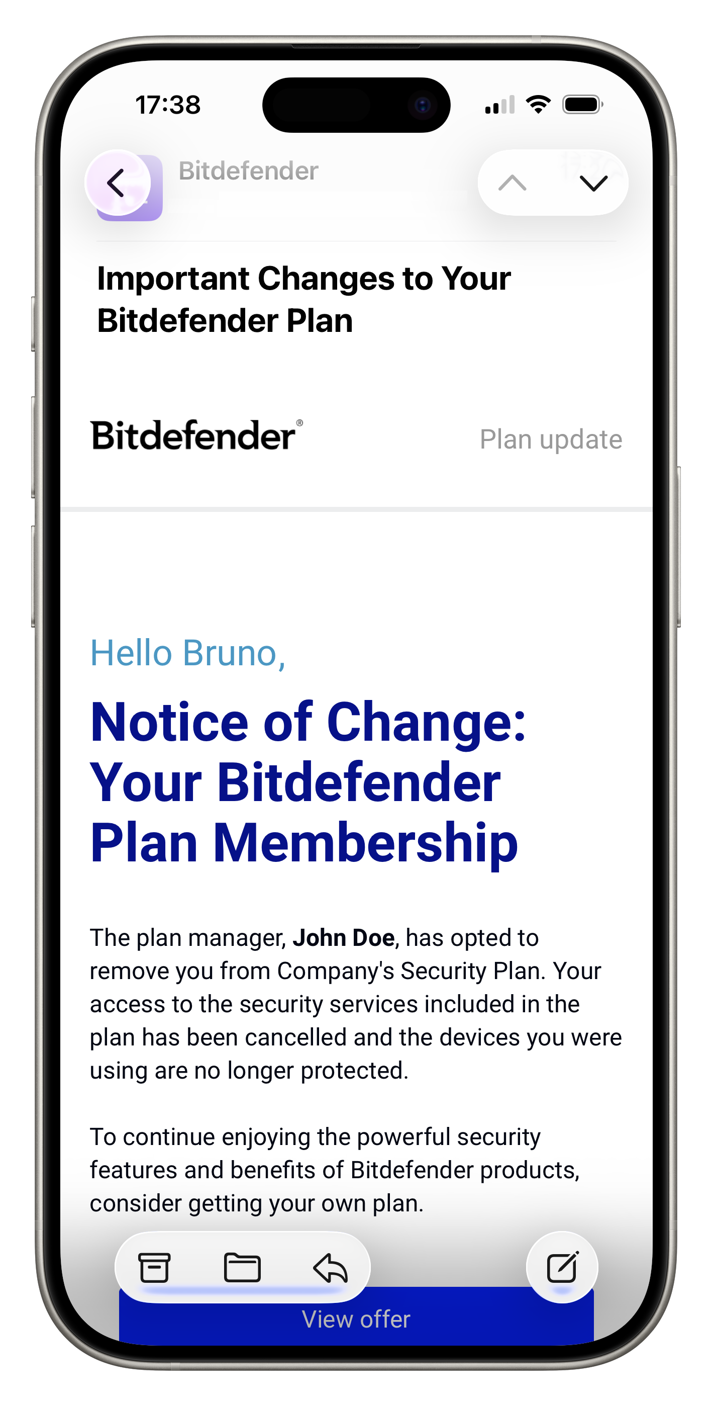 Employee Notice of change