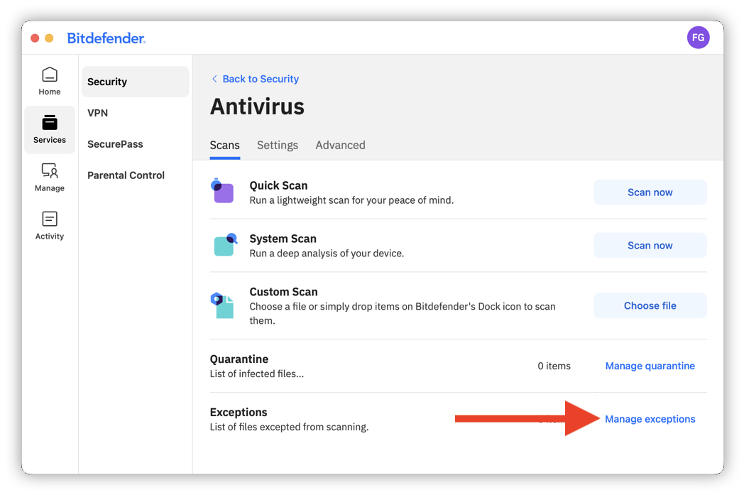Antivirus exception macOS