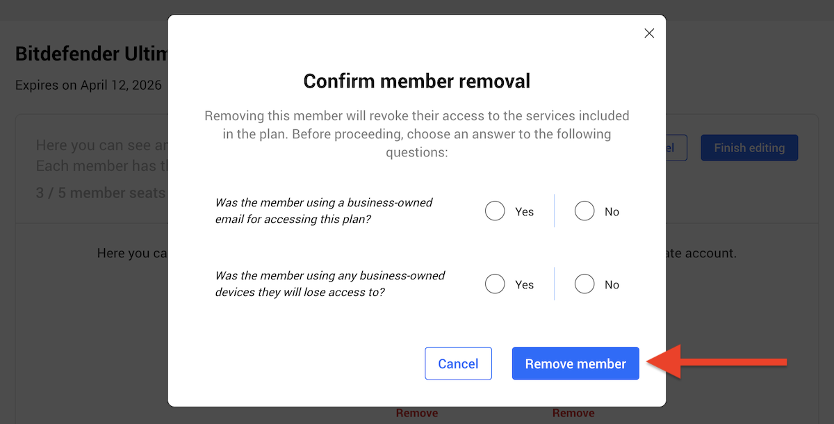 How to remove a member - questions