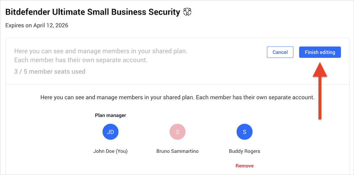 How to remove a member - Finish editing