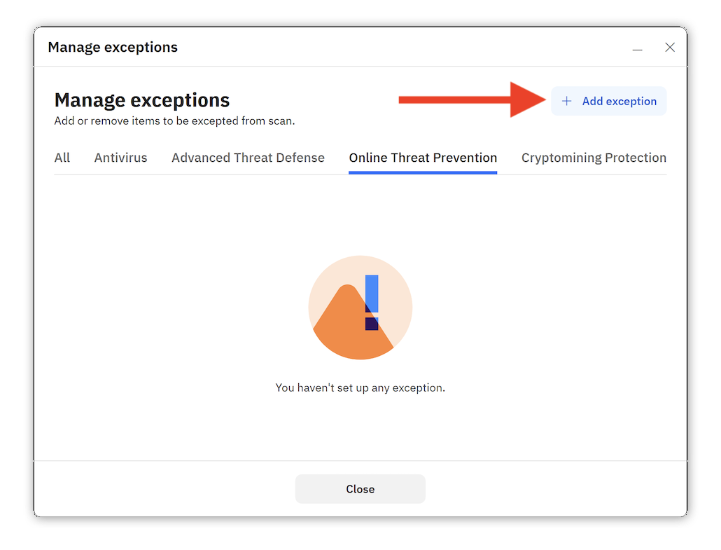 Add website exception
