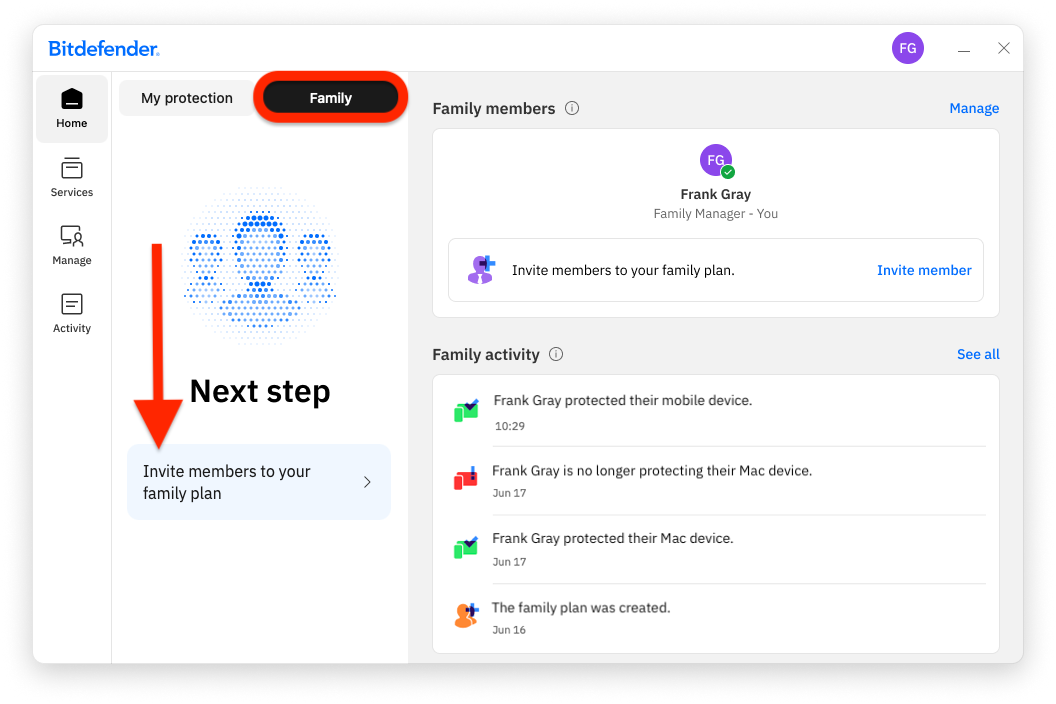 How to add a member via Bitdefender app