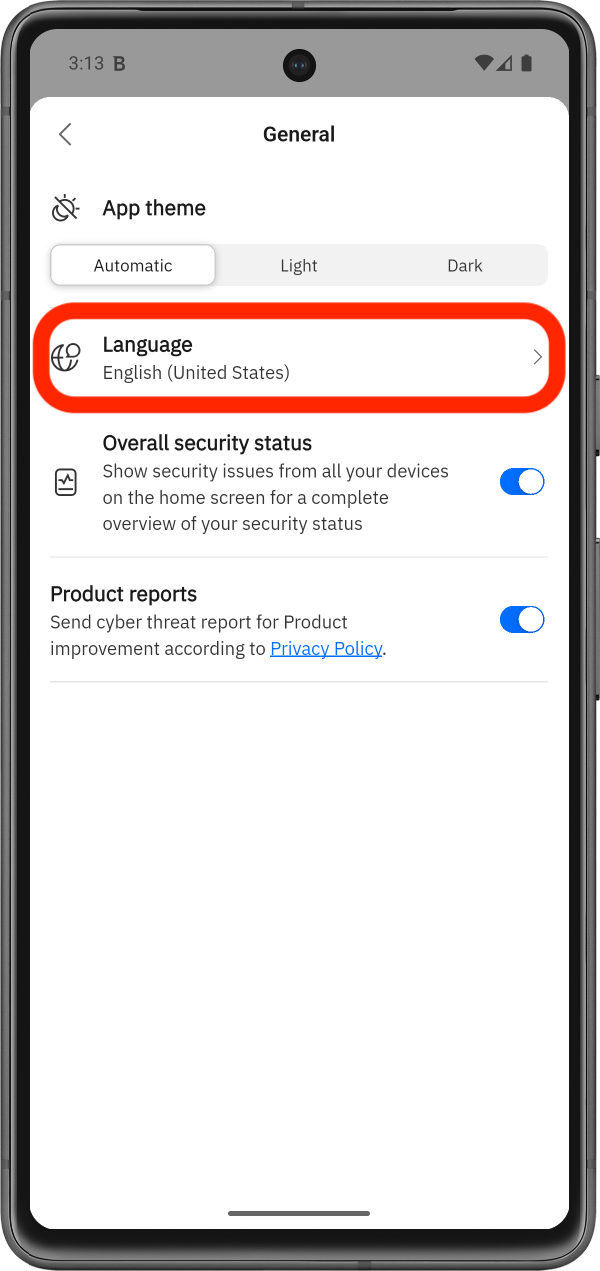 How to change language - Bitdefender Hub