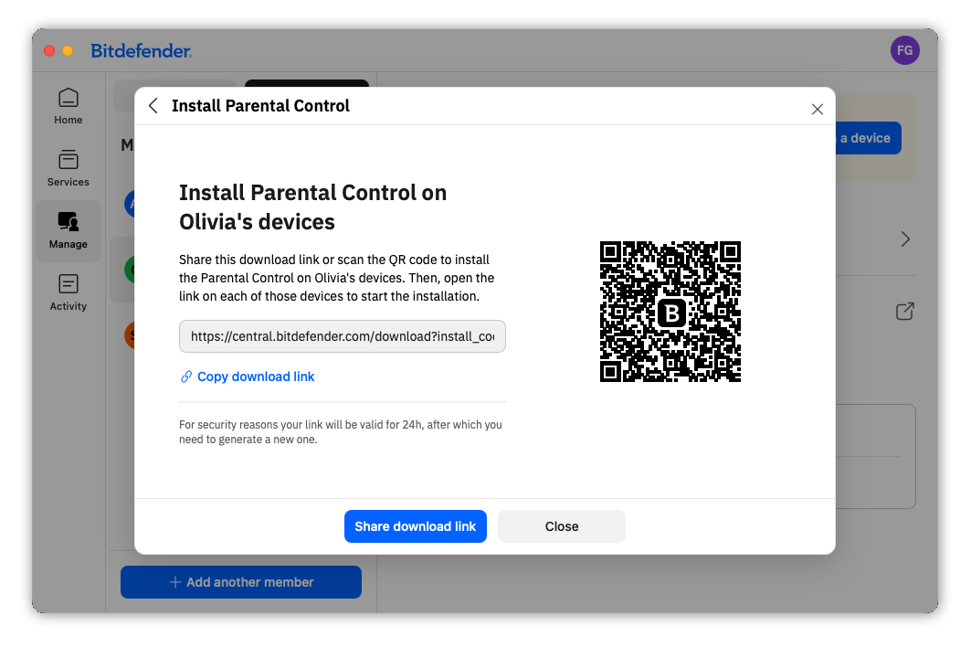 How to protect a child member via Bitdefender app