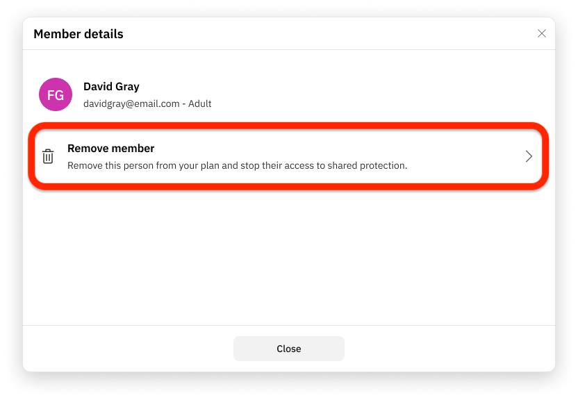 How to remove family secondary manager