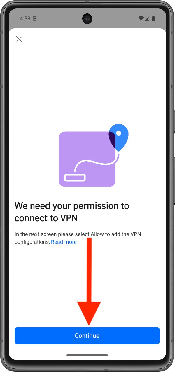 VPN permissions for Android - initial screen
