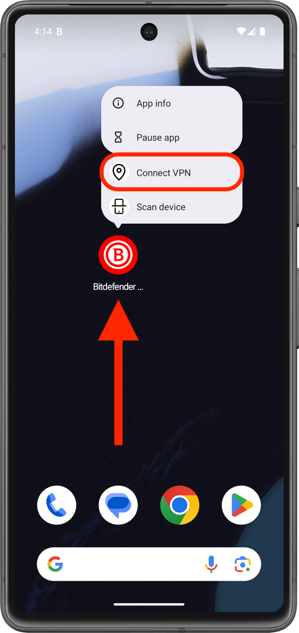 How to cnnect to VPN on Android - shortcut