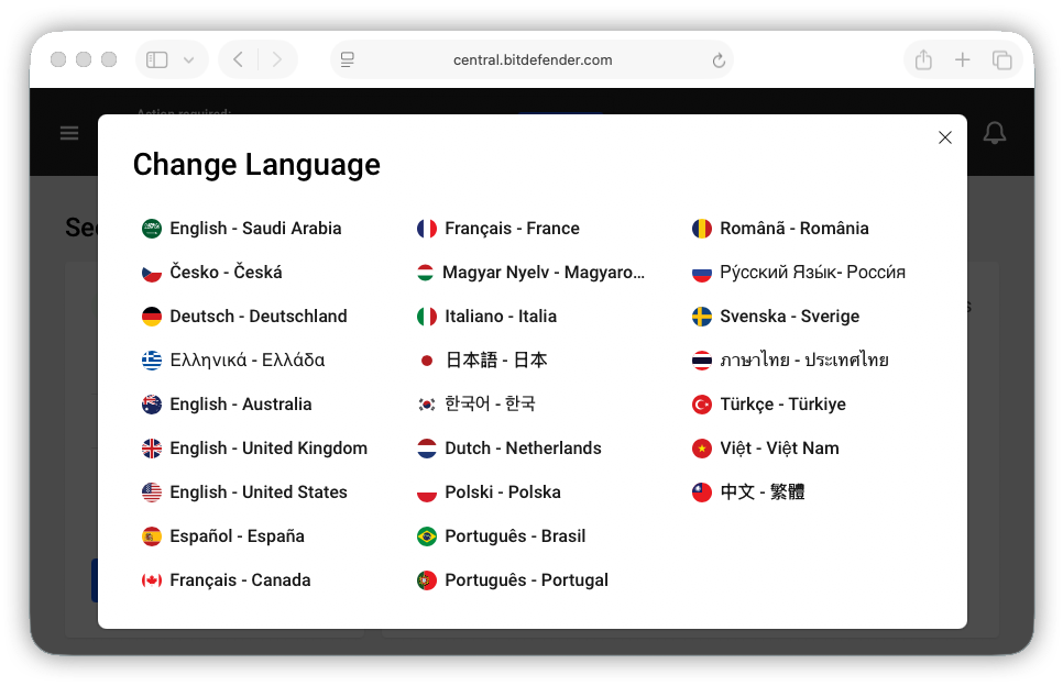 Change language