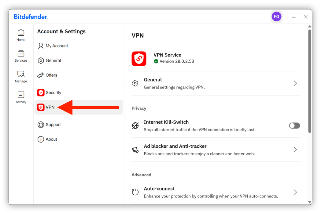 VPN settings