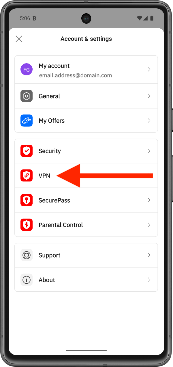 How to access VPN settings in Bitdefender Hub for Android