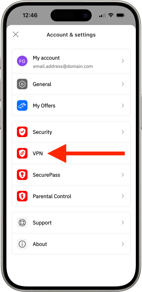 How to access VPN settings in Bitdefender Hub for iOS
