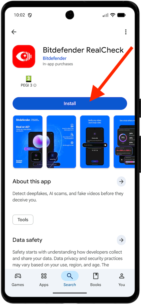 How to install Bitdefender RealCheck for Android from Google Play