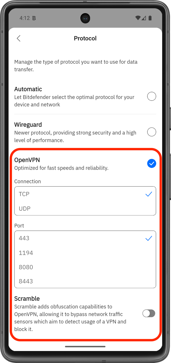 How to change the VPN protocol on Android - OpenVPN