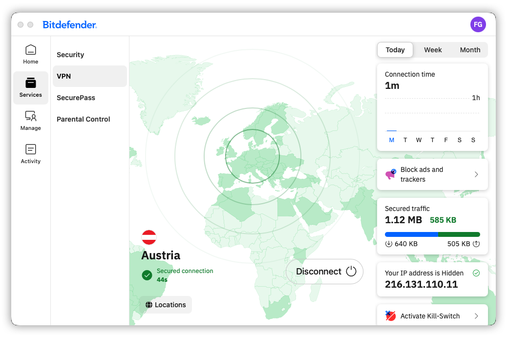 VPN location changed