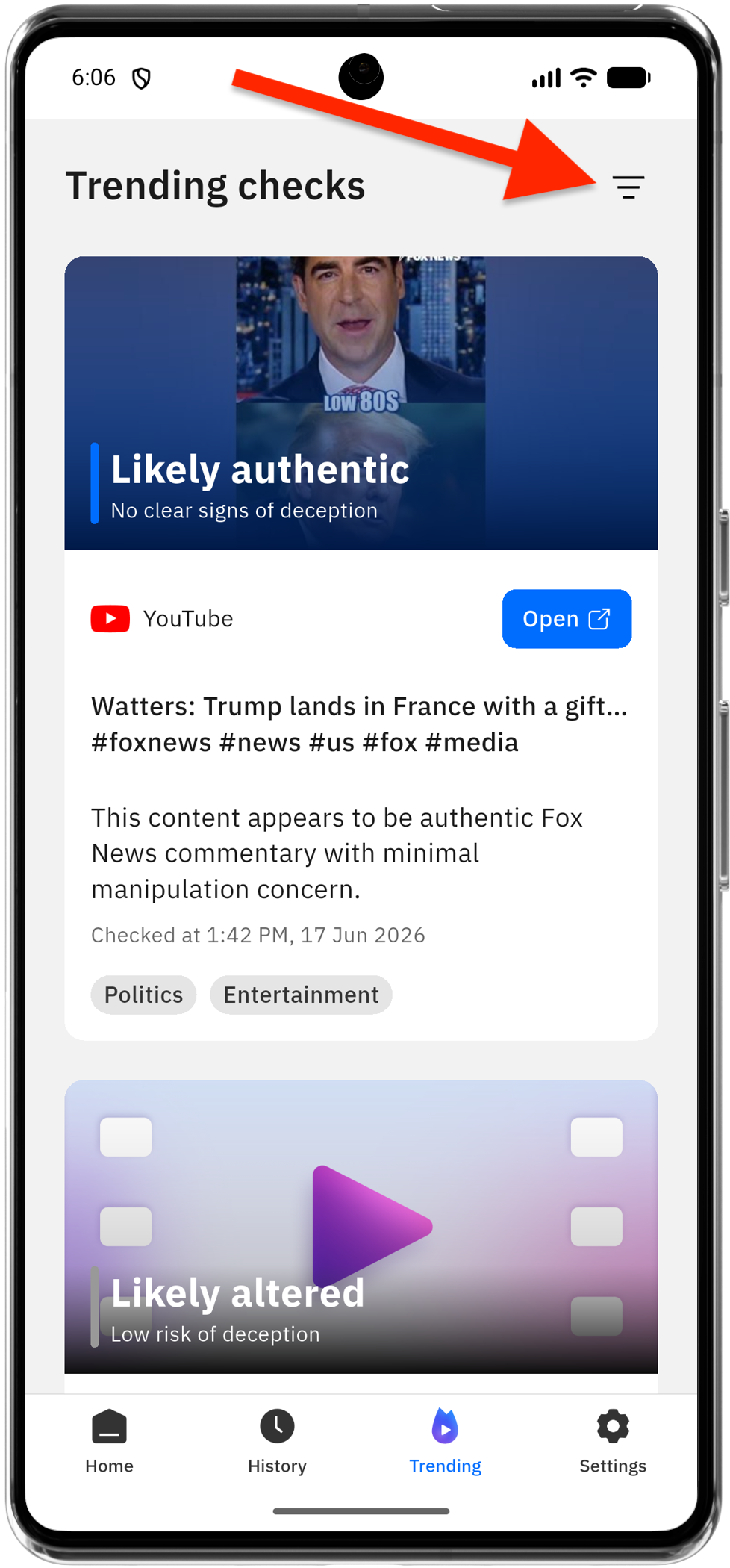 Trending filter