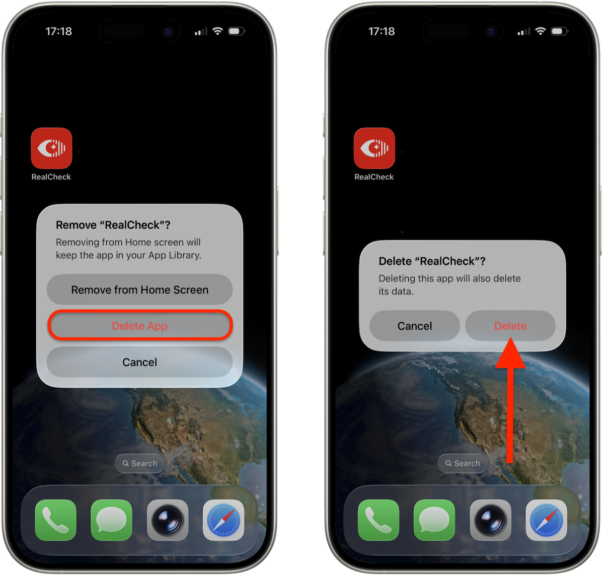 How to uninstall Bitdefender RealCheck on iOS