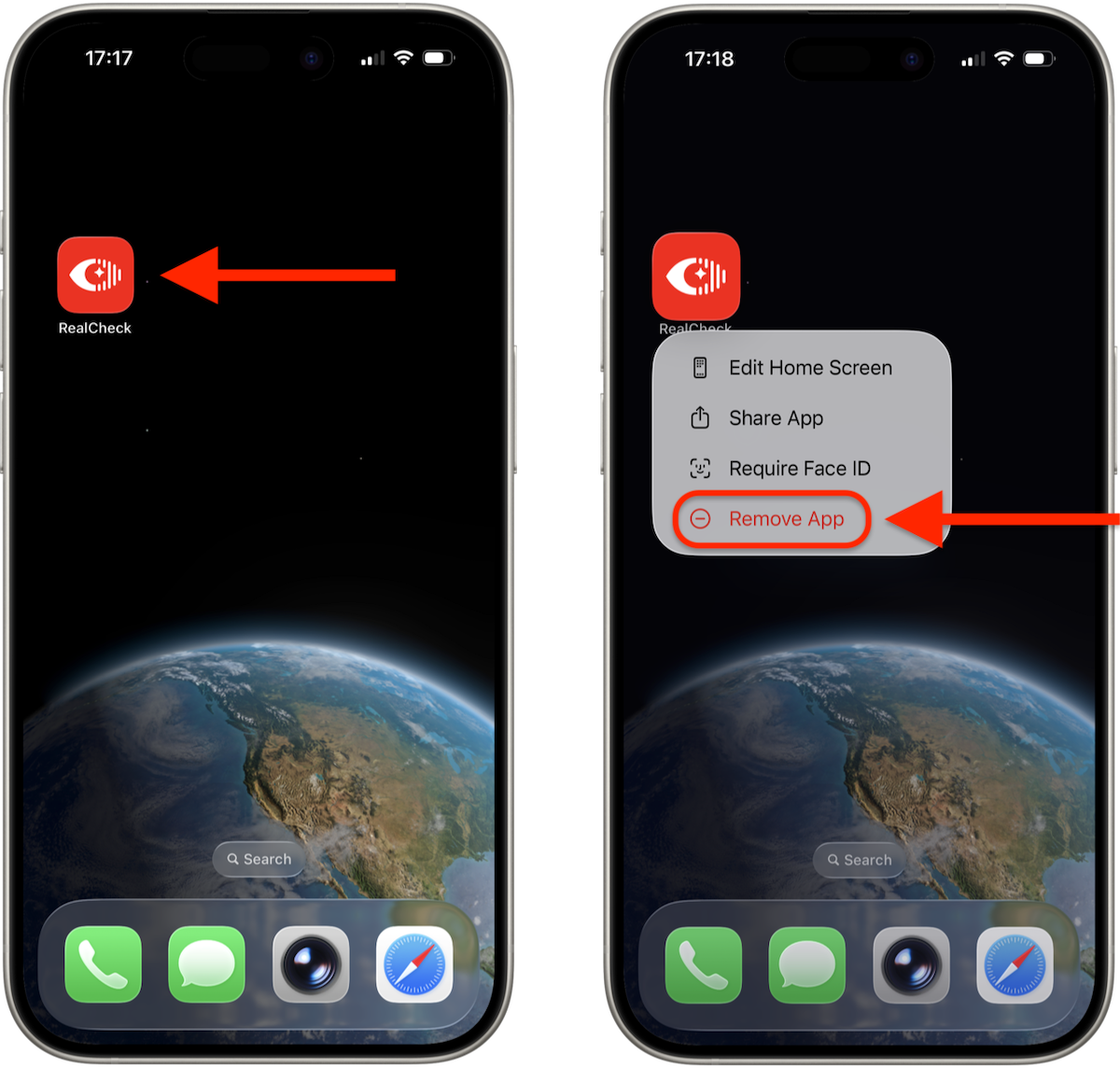 RealCheck iOS > Remove App
