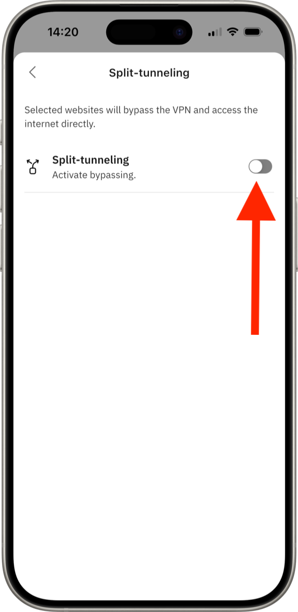 Turn on Split-tunneling on iOS