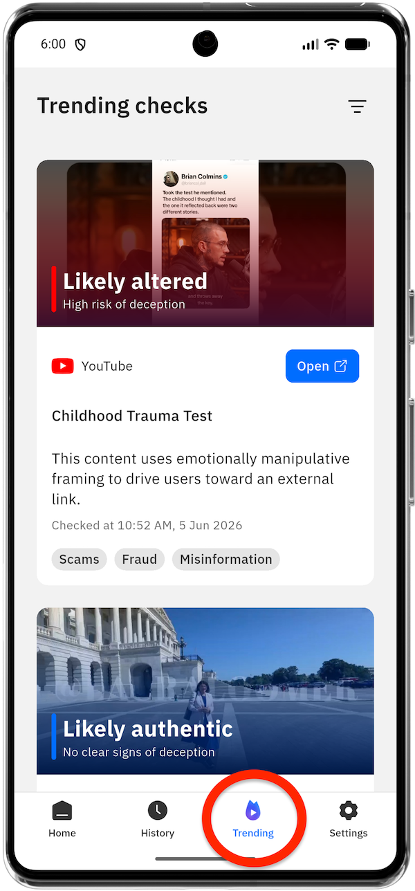 Trending video checks